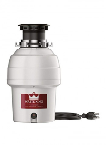 Garbage Disposal With Power Cord White/Black 7.8x7.8x13.8inch