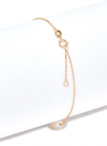 Malachite And Pearl Two Stone Bracelet In 18K Rose Gold