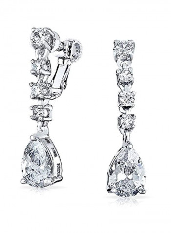 Rhodium Plated Brass Cubic Zirconia Studded Jewellery Set