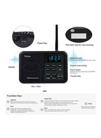 4-Piece Wireless Intercom System Black
