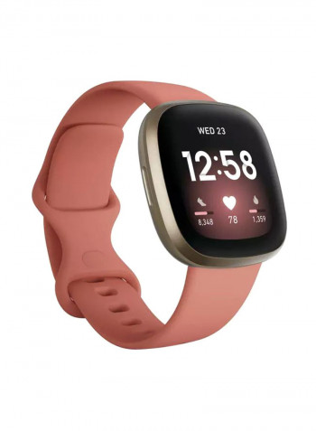 Versa 3, Health And Fitness Smartwatch With GPS, 24/7 Heart Rate, Music And Up To 6+ Days Battery Pink Clay/Soft Gold Aluminium