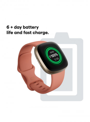 Versa 3, Health And Fitness Smartwatch With GPS, 24/7 Heart Rate, Music And Up To 6+ Days Battery Pink Clay/Soft Gold Aluminium