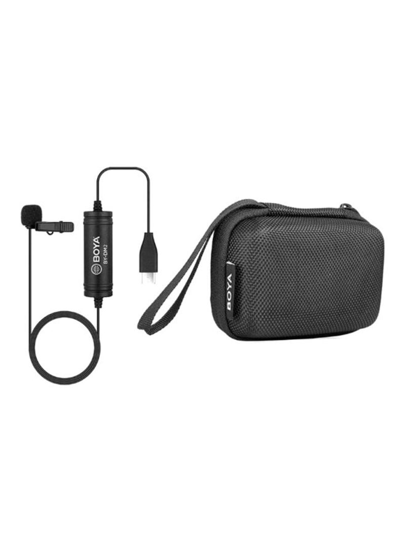 Digital Lavalier Clip-On Microphone With Carrying Pouch Black