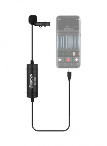 Digital Lavalier Clip-On Microphone With Carrying Pouch Black