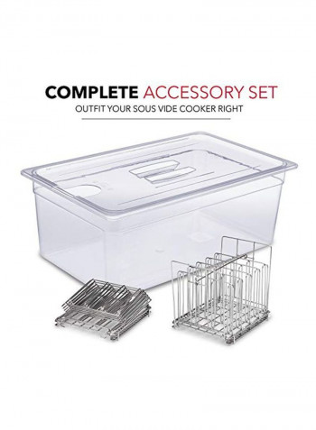 Large Sous Vide Container With Lid Clear/Silver 20.5x8x13inch