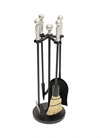 4-Piece Fireplace Stove Tool Set Silver/Black 22inch