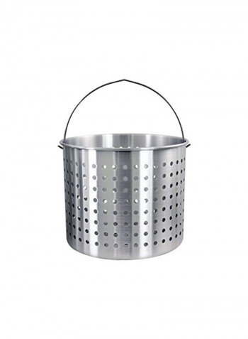 Aluminum Stock Pot And Strainer Basket Set Silver