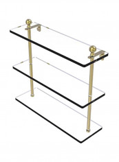Mambo Collection Triple Tiered Glass Shelf Clear/Gold 16inch