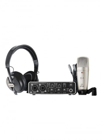 USB Audio Interface And Condenser Microphone With Studio Headphone Set U-PHORIA STUDIO PRO Black/White