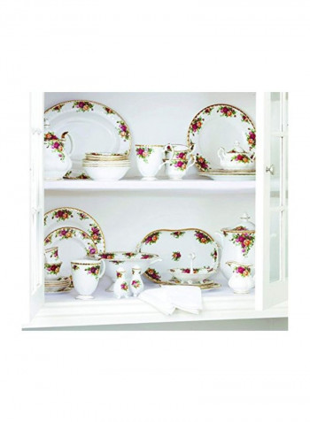 Porcelain Oval Printed Serving Plate White/Pink/Yellow 15inch