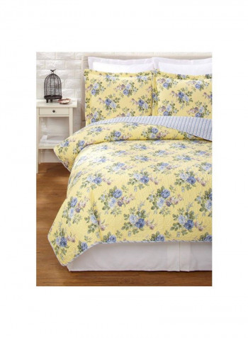 3-Piece Linley Quilt Set Yellow/Blue/Green King