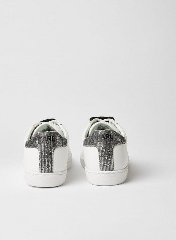 3D Logo Detailed Low Top Sneaker White/Silver