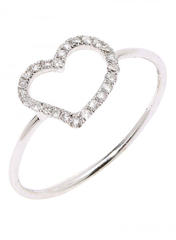 18K White Gold Heart Design Diamond Ring