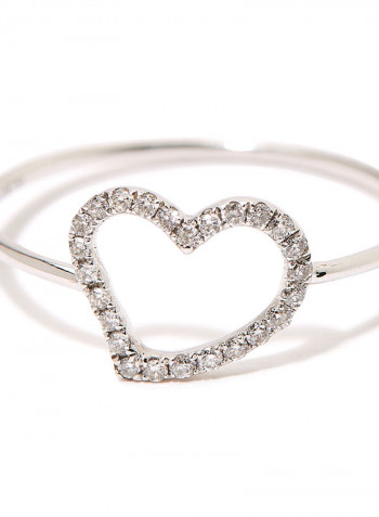 18K White Gold Heart Design Diamond Ring