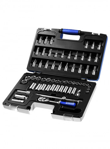 61-Piece Std Socket Set Black/Blue/Silver