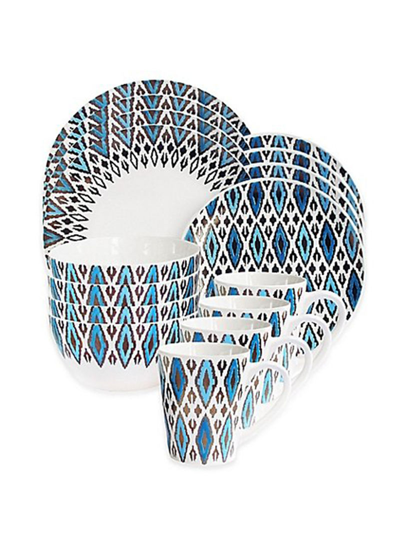 16-Piece Diamond Design Dinnerware Set Multicolour