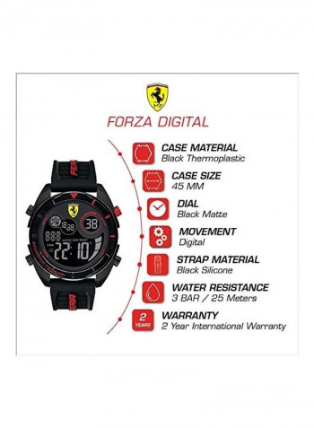 Men's Forza Digital Quartz Watch with Silicone Strap