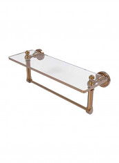 Glass Shelf With Integrated Towel Bar Clear/Gold 16x5x5inch