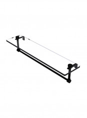 Vanity Integrated Towel Bar Glass Shelf Clear/Matte Black 22inch