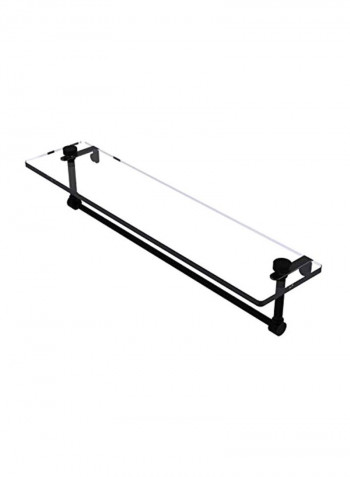 Vanity Integrated Towel Bar Glass Shelf Clear/Matte Black 22inch