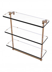 3 Tiered Integrated Towel Bar Glass Shelf Brown 16x5inch