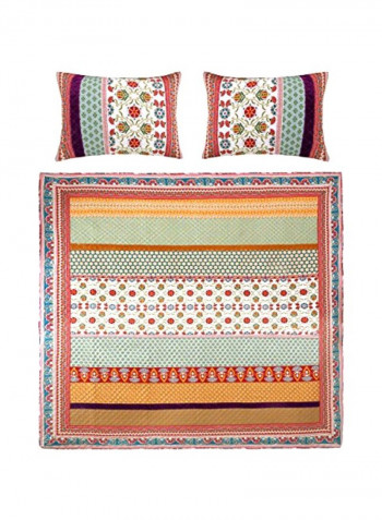 3-Piece Thalia Quilt Set Orange/Blue/White King