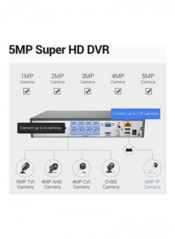 8 Channel Surveillance Security DVR Kit Black