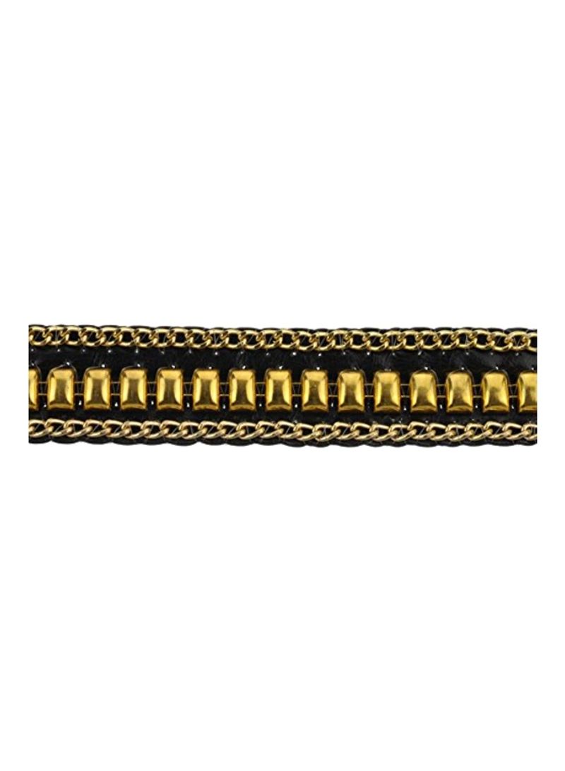Decorative Leather Ribbon Black/Gold