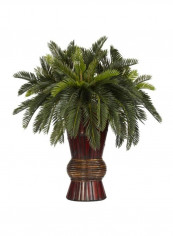 Cycas Flower With Bamboo Vase Silk Plant Green/Brown reviews Cycas Flower With Bamboo Vase Silk Plant Green/Brown