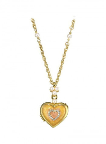 Synthetic Resin Heart Shaped Pendant Necklace