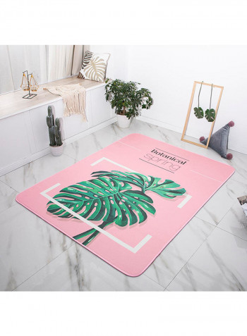 Plants Pattern Anti-Skid Soft Floor Mat Pink/Green 145x195centimeter