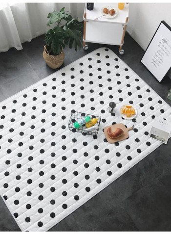 Waterproof Dot Pattern Durable Outdoor Picnic Mat White/Black 180(W)x200(L)centimeter
