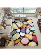 Classic 3d Colourful Stones Print Non-Slip Living Room Carpet Multicolour 140 x 200cm