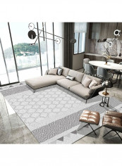 Modern Simple Geometric Print Rectangle Soft Anti-Slip Rug Grey 140*200(W*L)cmcm