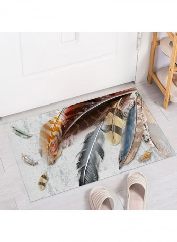 Modern Style Feather Printed Rectangle Floor Mat Multicolour 140x200cm