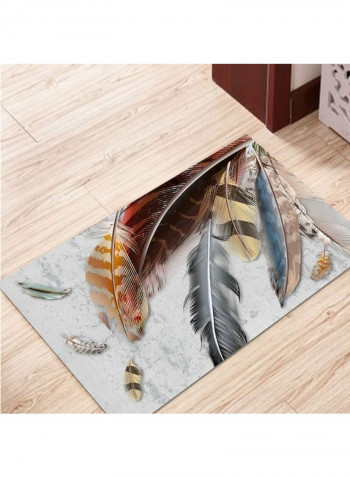 Modern Style Feather Printed Rectangle Floor Mat Multicolour 140x200cm