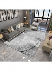 Feather Themed Modern Rug Grey/White/Black 140x200cm
