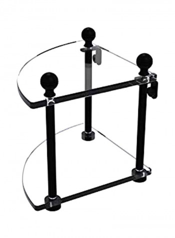 Mambo Collection Two Tiered Corner Glass Shelf Matte Black/Clear 8x8x8inch