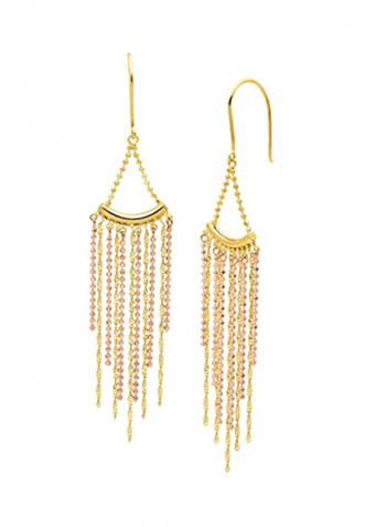 18K Gold Plated Sterling Silver Beaded Fringe Drop Earrings