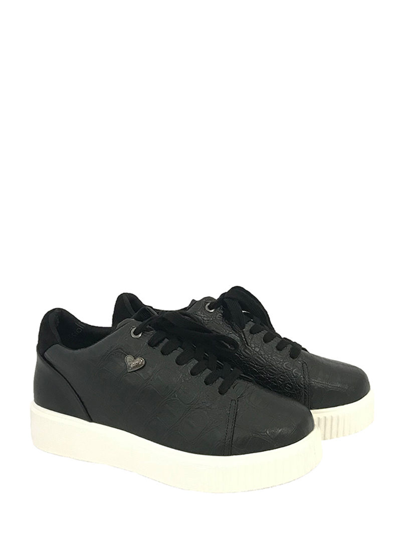 Women's Lace-Up Low Top Sneakers Black/White