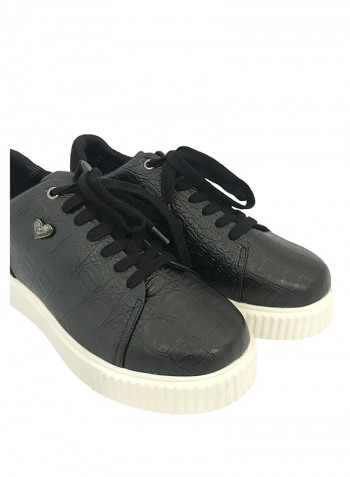 Women's Lace-Up Low Top Sneakers Black/White