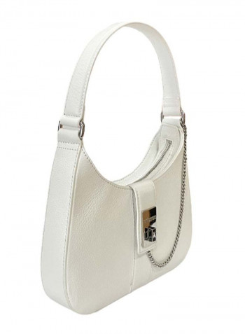 Elegant Chain Detail Shoulder Bag White