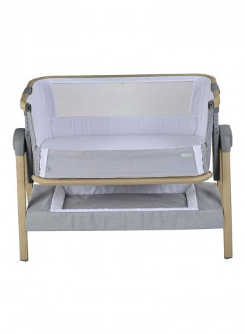Natural Co-sleeper Stand-Alone Baby Crib with Mosquito Net 0m-6m, Light grey