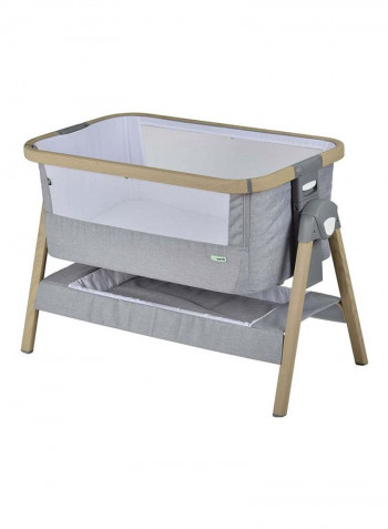 Natural Co-sleeper Stand-Alone Baby Crib with Mosquito Net 0m-6m, Light grey