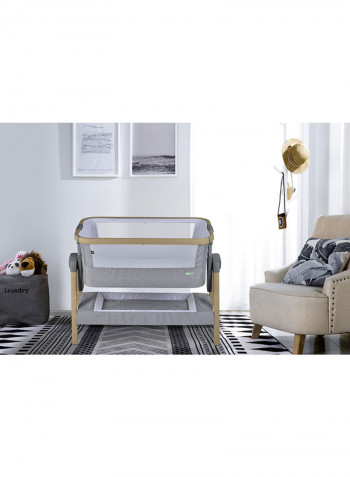 Natural Co-sleeper Stand-Alone Baby Crib with Mosquito Net 0m-6m, Light grey