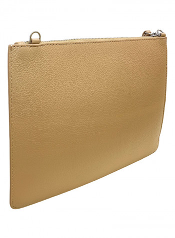 Solid Pattern Shoulder Bag Beige