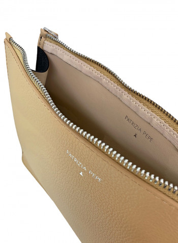 Solid Pattern Shoulder Bag Beige