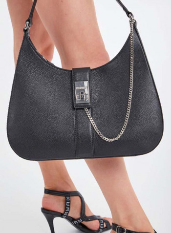 Elegant Chain Detail Shoulder Bag Black