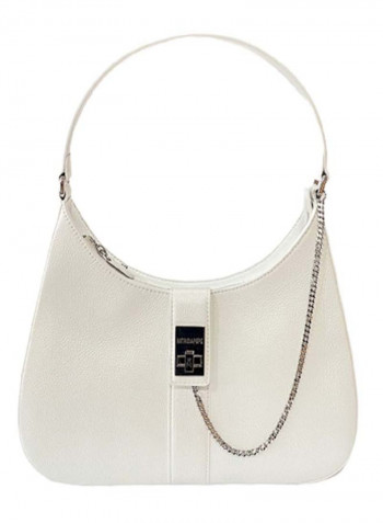 Elegant Chain Detail Shoulder Bag White