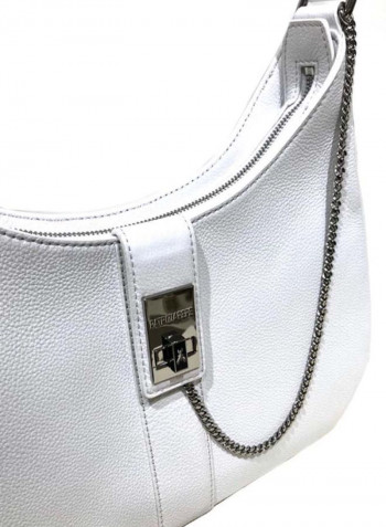 Elegant Chain Detail Shoulder Bag White